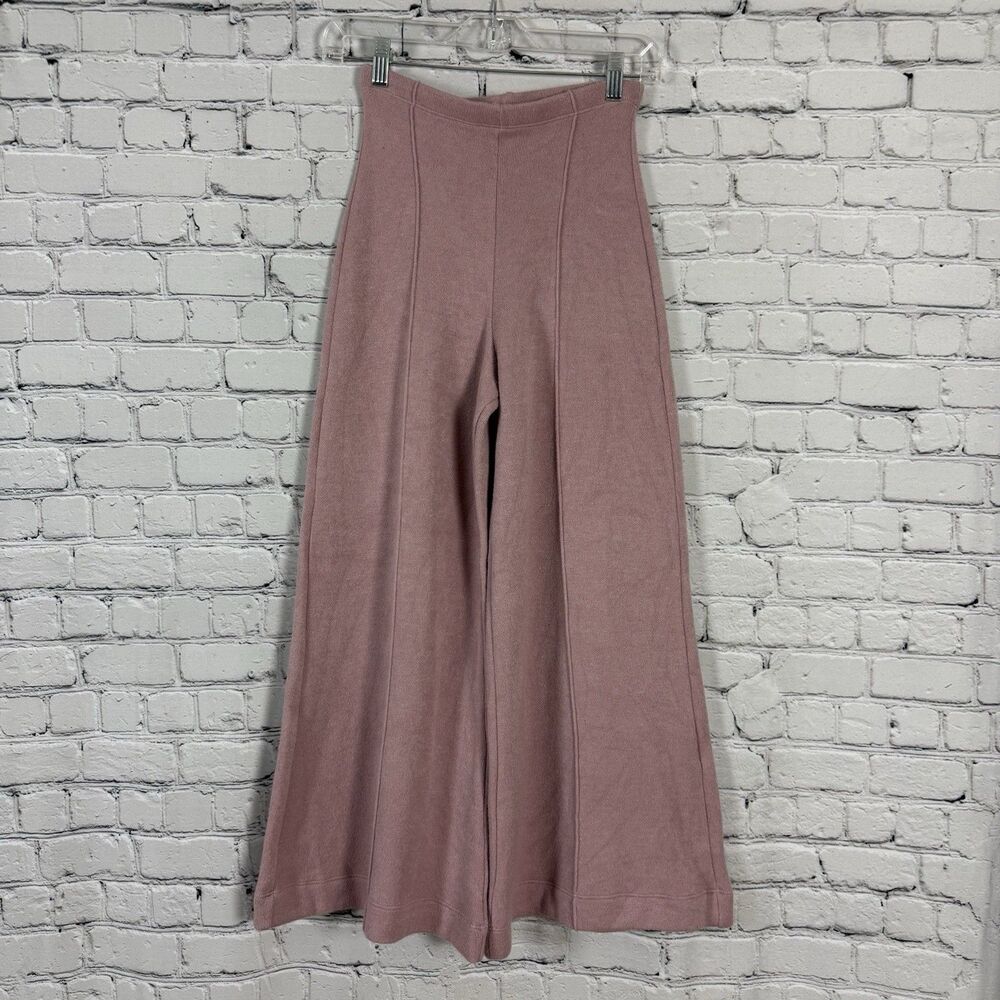 Wide Leg Knit Pants in Dusty Rose - Women